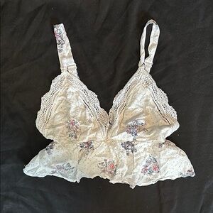 Francesca's Alya Cropped Short Sleeve Pajama Dainty White Coquette Top SIZE XS